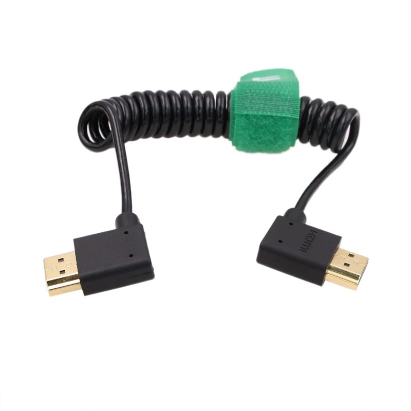 HangTon كابل HDMI 4K 60p 8K رفيع ملتف لكاميرا Sony A7M4 ATOMOS Shinobi Ninja V Portkeys BM5 FEELWORLD Blackmagic ZCAM Canon Nikon نوع A HDMI 2.1 بزاوية يمين ويسار - Image 1